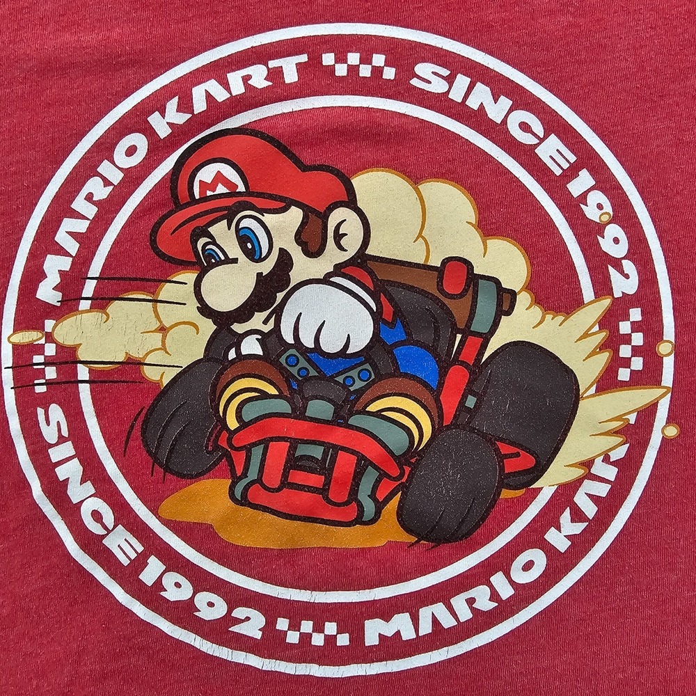Mario Kart Since 1992 Red Short Sleeve Cotton‎ Blend T-Shirt Youth 12